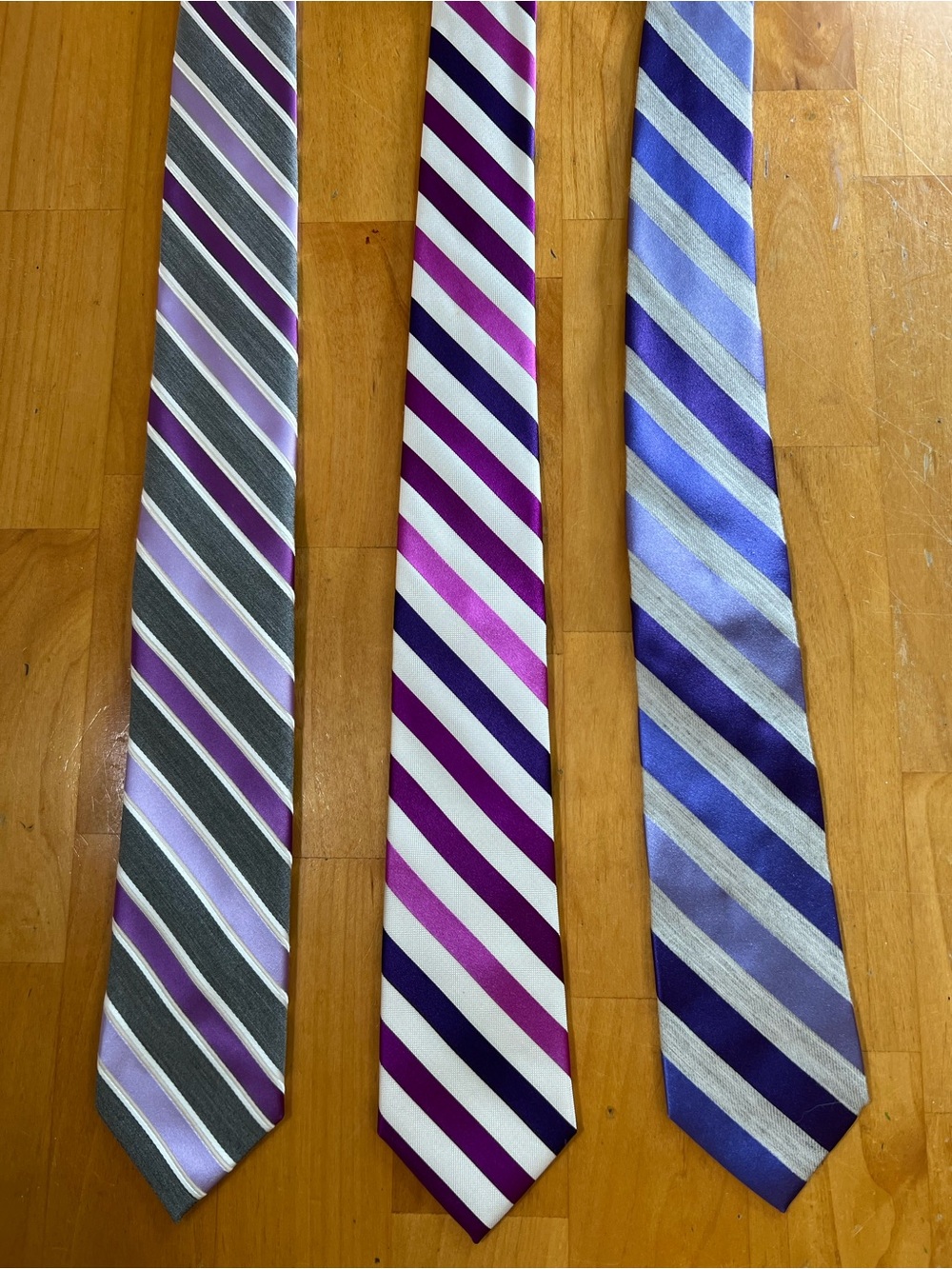Mens Designer Tie Lot Purple Gray Striped Neckties Express JF J Ferrar